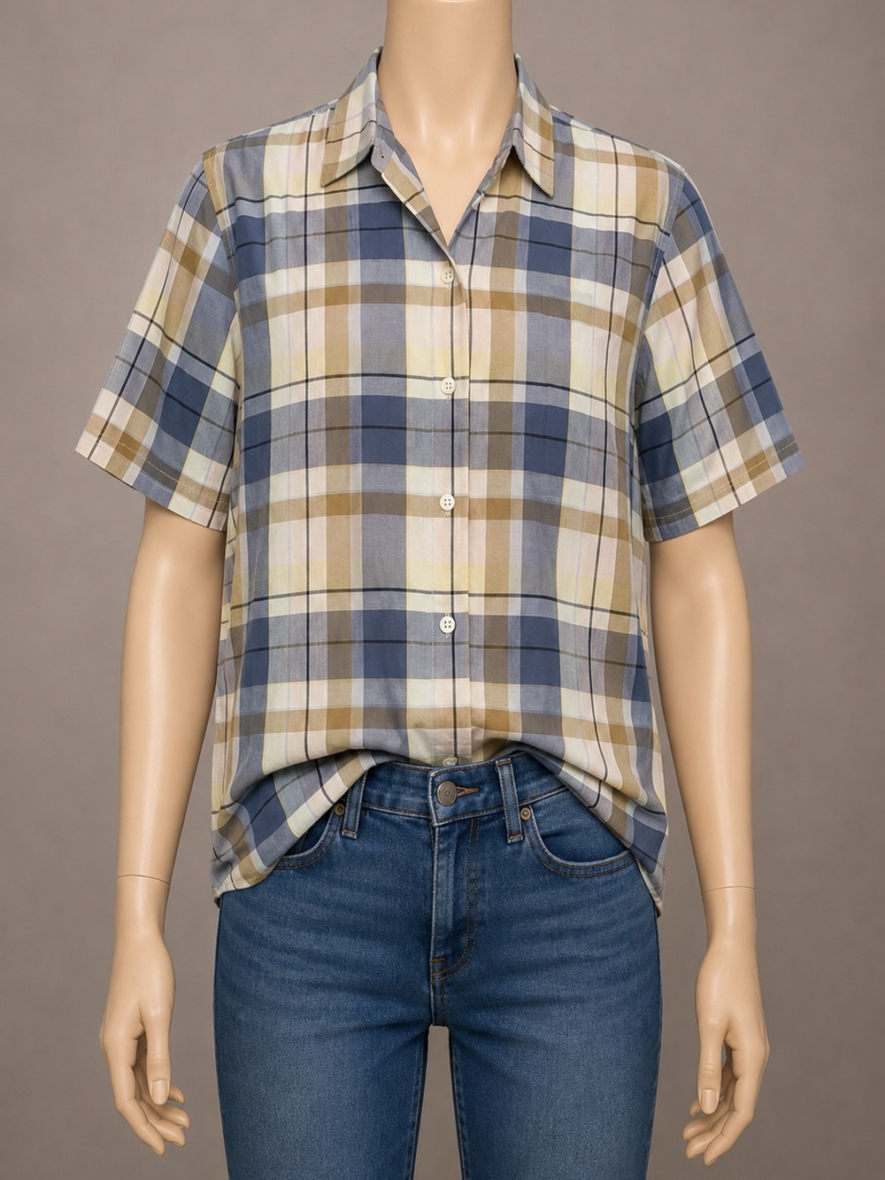 Parkhurst & Prescott 100% Cotton Plaid Button Up Shirt M